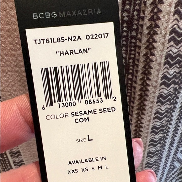 BCBGMaxAzria Harlan Geometric Midi Dress - Sesame Seed, NWT, Large - Picture 4 of 8